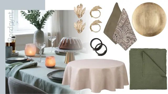 Kollasj av interiør med å dekke til bord