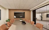 3D illustrasjon av potensielt styrerom i kontorbygget Vika Atrium.