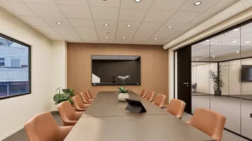 3D illustrasjon av potensielt styrerom i kontorbygget Vika Atrium.