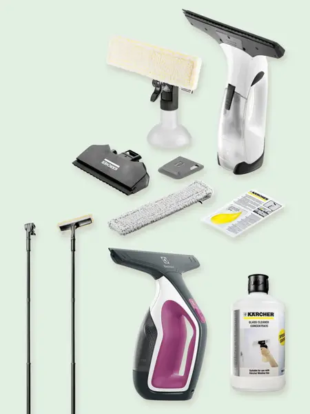 Kollasj av vaskeutstyr