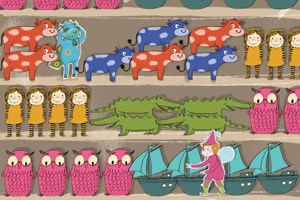 Amfelia og Oskar i butikkhylle