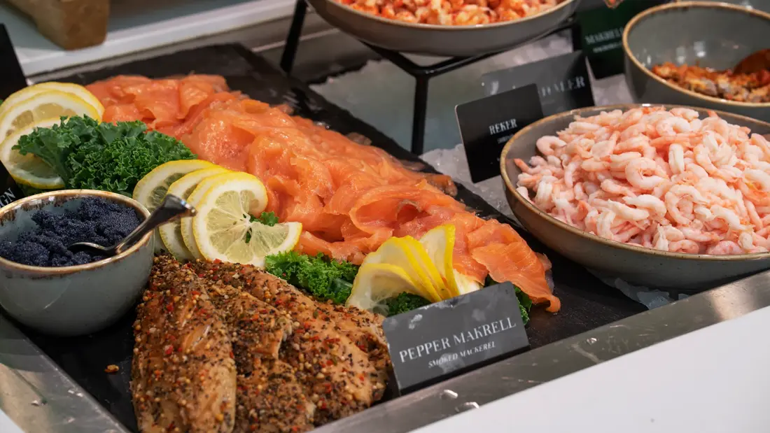 Kald frokostbuffet, sjømat