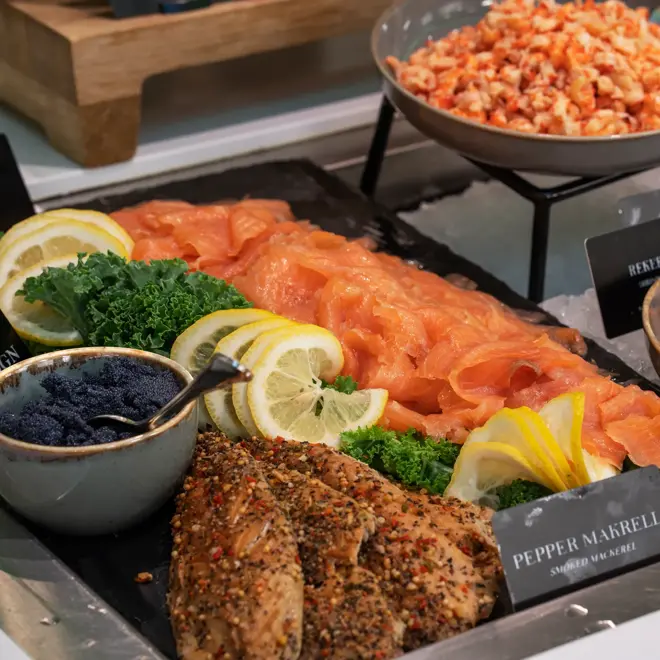 Kald frokostbuffet, sjømat