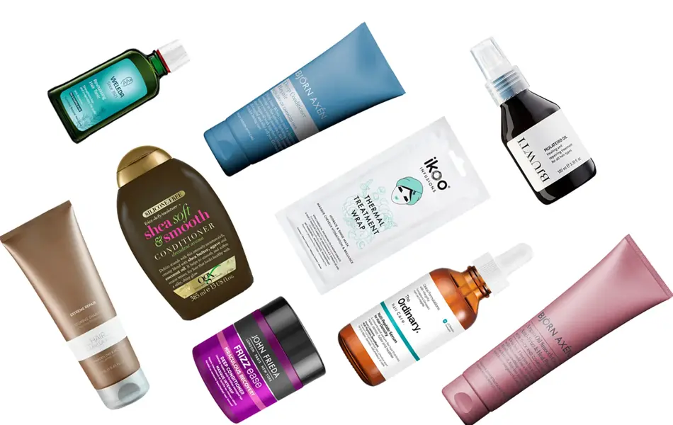 Produktbilder med hårprodukter til dame