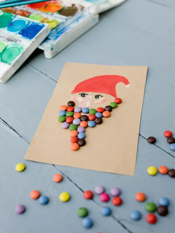 Julekort med nisse og non-stop