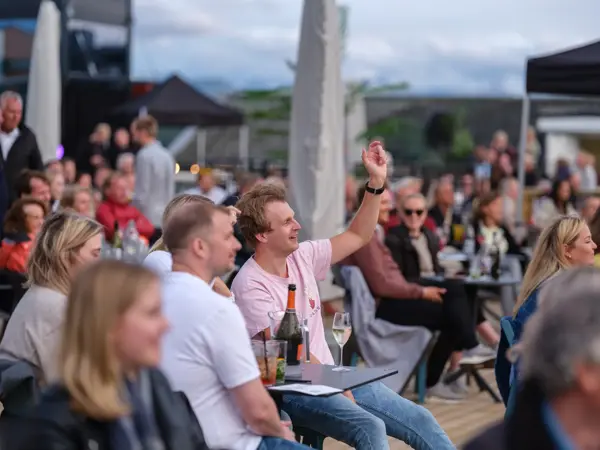 En gruppe mennesker som ser på en utekonsert