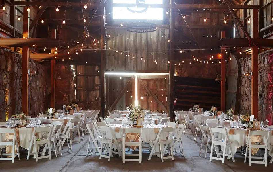 Indoor decor at a barn wedding