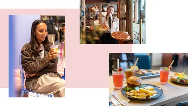 Dame som spiser og koser seg