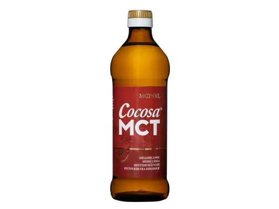 En flaske med Cocosa MCT-olje fra Supernature.