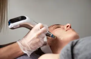 Dame får hudbehandling 