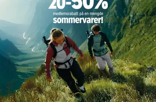 2 på tur i marka fjellet og -20-50% medlemsrabatt på en mengde sommervarer!