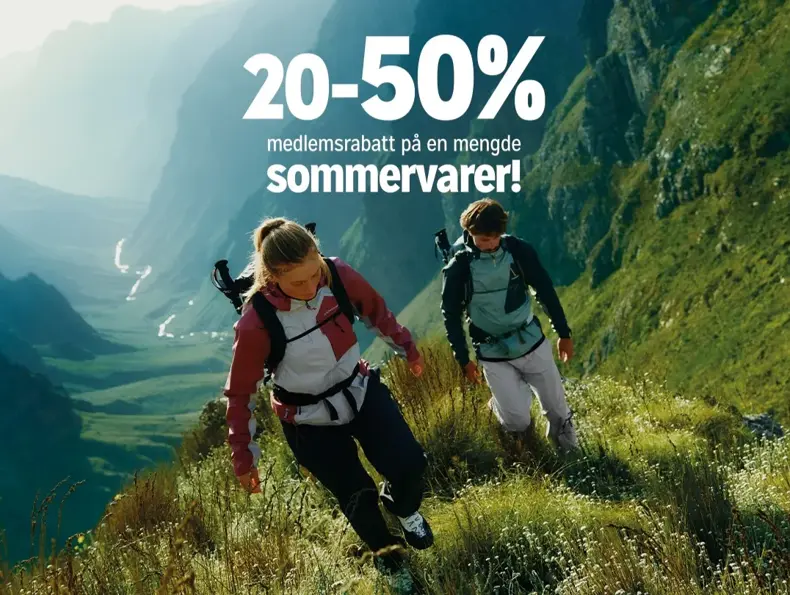 2 på tur i marka fjellet og -20-50% medlemsrabatt på en mengde sommervarer!
