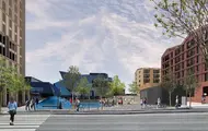 Illustrasjon av hvordan det ferdige sentrumsområdet rundt Sartor Storsenter skal se ut