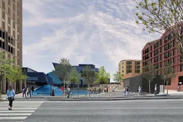 Illustrasjon av hvordan det ferdige sentrumsområdet rundt Sartor Storsenter skal se ut