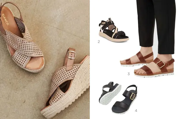 kollasj av 4 sandaler