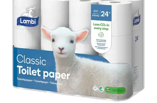 Lambi Classic toalettpapir i 24‑pakning.