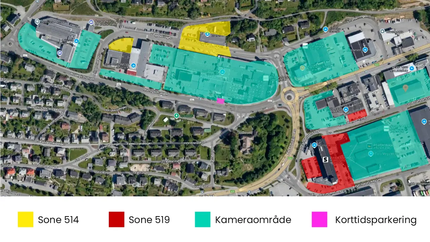 Bilde over AMFI Roseby og parkeringsområdene