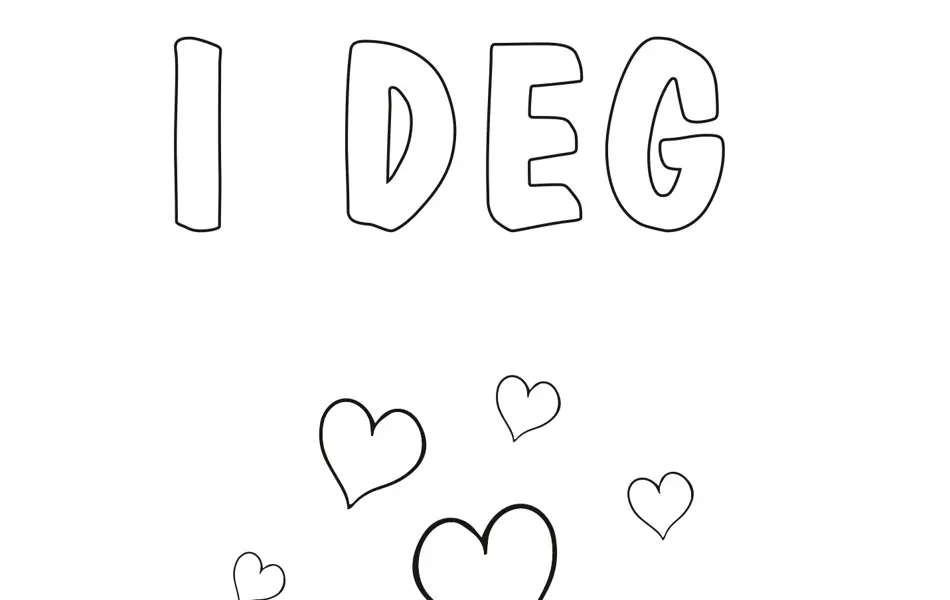 jeg er glad i deg-kort som kan lastes ned og fargelegges