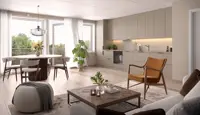 Illustrasjon av kjøkken i boligprosjektet Heggedal Hage.