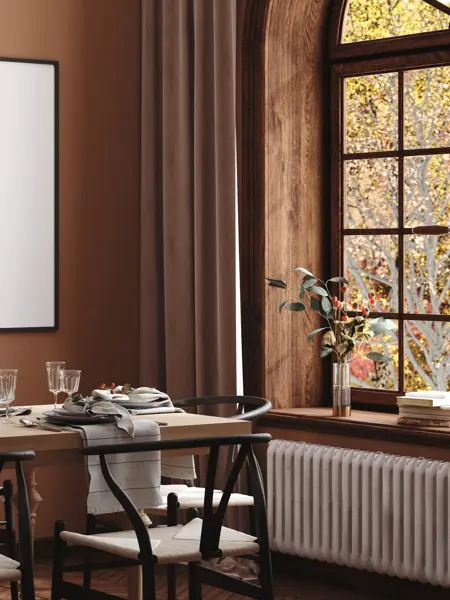 Mock up frame in cozy modern dining room interior, 3d render