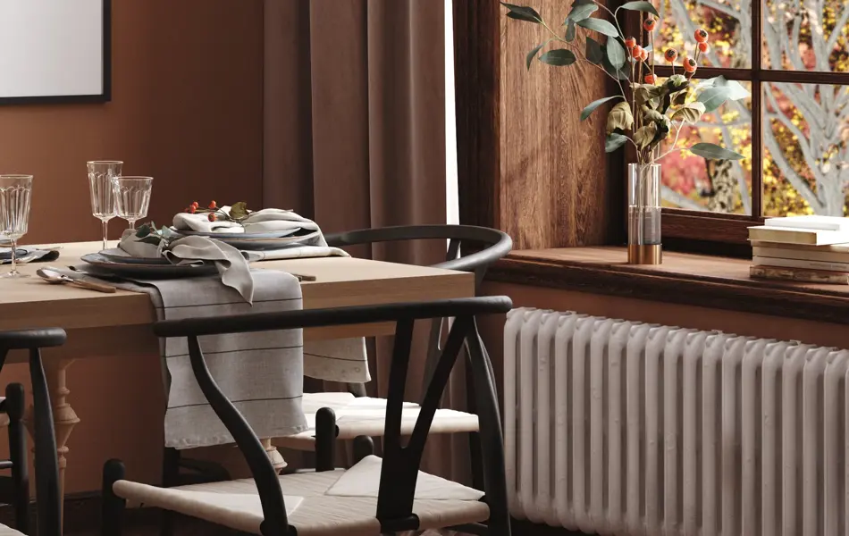 Mock up frame in cozy modern dining room interior, 3d render