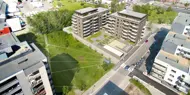 Dronebilde av boligprosjektet Wendts Hage i Lørenskog.