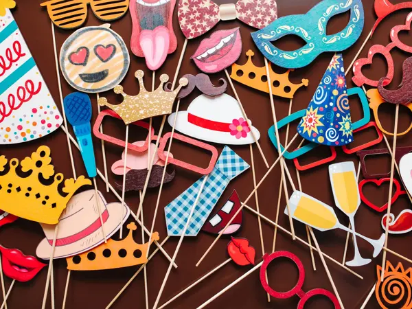 Set of photo accessories for wedding and birthday parties