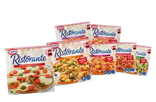 Utvalg av Ristorante frossenpizza i forskjellige smaker.