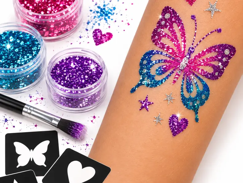 Glittertatovering med sommerfugl