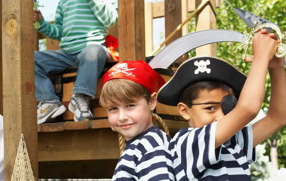 600-01042038? MasterfileModel & Property ReleasePortrait of Boys Pretending to bePirates