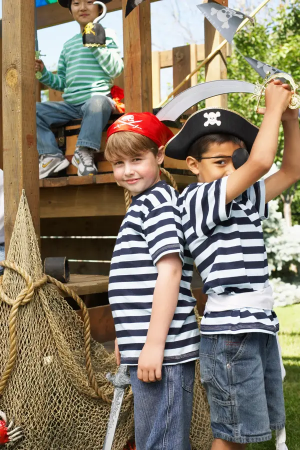 600-01042038? MasterfileModel & Property ReleasePortrait of Boys Pretending to bePirates