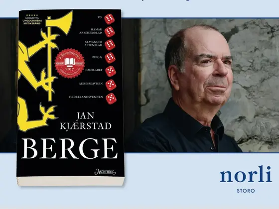 bilde av bokcover Berge og forfatter Jan Kjærstad bokbad hos ODEON i regi av Norli