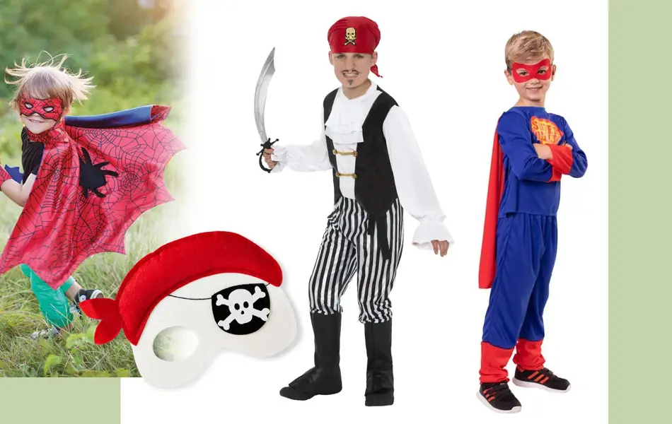 Kollasj av gutter utkledd til karneval