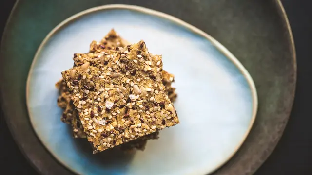 Deliciously crispy knäckebröd made from seeds and corn and sea salt, a delicious platform for your canapés or as a snack on its own.