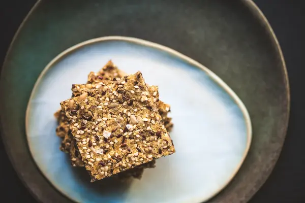 Deliciously crispy knäckebröd made from seeds and corn and sea salt, a delicious platform for your canapés or as a snack on its own.