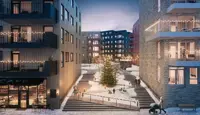 Utendørsbilde med vinter og julestemning fra Skårerløkka premium