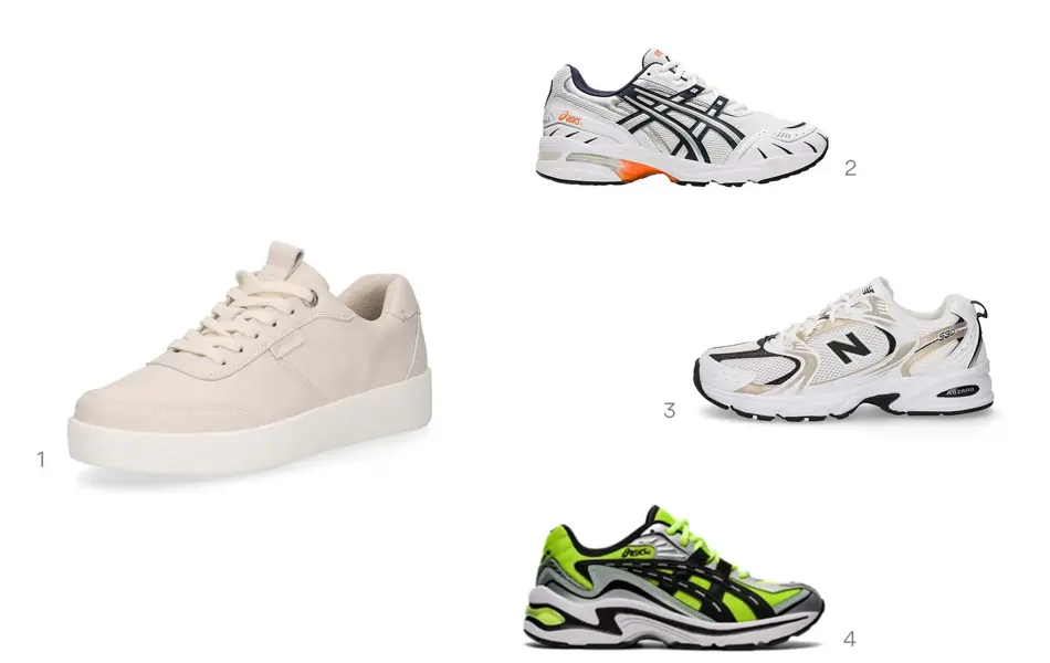 kollasj av produktbilder, 4 joggesko