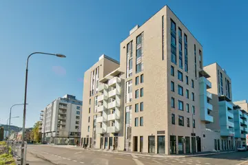 Fasadebilde av boligprosjektet Engebrets Promenade i Lillestrøm.