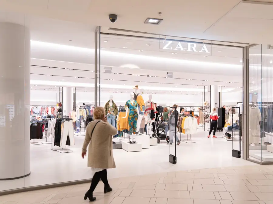 Butikkfasade til Zara på Sandvika Storsenter