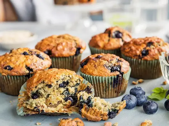 Blåbærmuffins med vaniljekesam