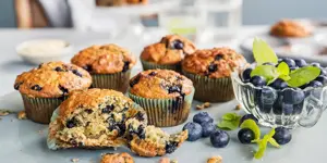 Blåbærmuffins med vaniljekesam