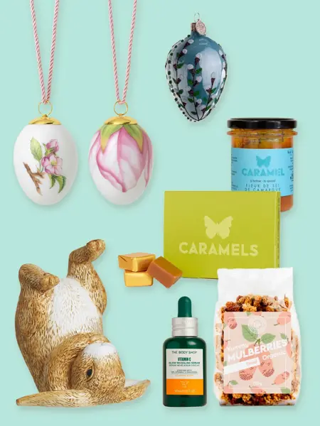 Kollasj med påskevarer