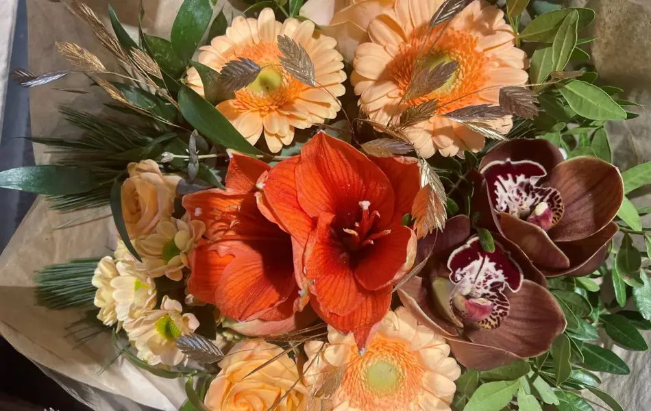 Blomsteroppsats jul orange