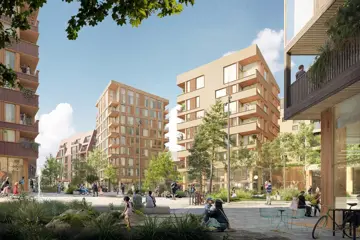 Bildet viser boligprosjektet Flytårnet Stasjon felt 8.4 på Fornebu. Et samarbeidsprosjekt mellom OBOS og Thon Eiendom.