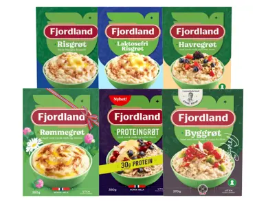 Utvalg av grøtvarianter fra Fjordland.