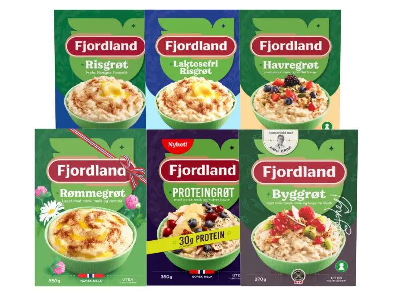 Utvalg av grøtvarianter fra Fjordland.