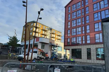 Anleggsområde på Straume hvor Sartor Storsenter bygger hotell og boliger