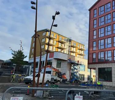 Anleggsområde på Straume hvor Sartor Storsenter bygger hotell og boliger