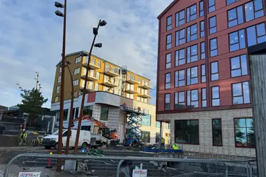 Anleggsområde på Straume hvor Sartor Storsenter bygger hotell og boliger