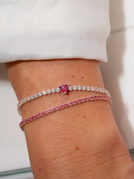 Pandora armbånd med rosa hjerte 999 rosa tennisarmbånd 799-1